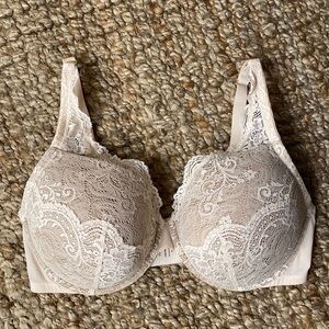 THIRD-LOVE 24/7 Lace Contour Plunge Bra Womens 40DD Cream Curvy girl underwire